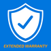 White shield with a checkmark symbol on a blue background representing protection, with orange text reading "EXTENDED WARRANTY" relating to the 2 Year Extended Warranty - Protect Your Investment.