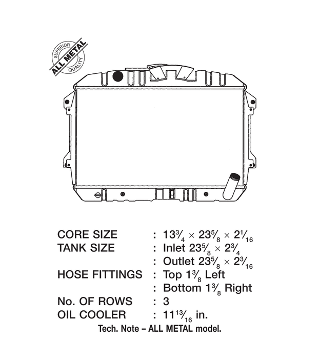 Radiador para Nissan 240Z 2.4L L6 de 1970