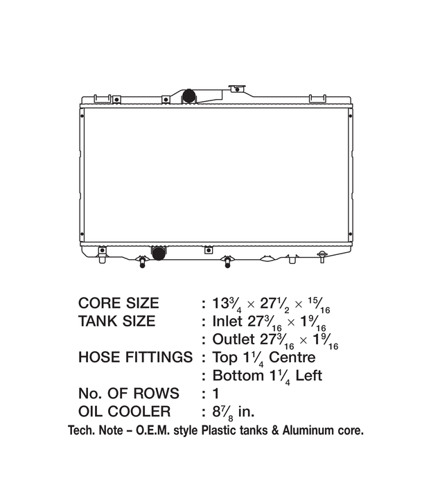 1994 Toyota Corolla 1.6L L4 Radiator