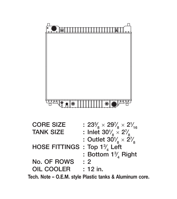 2001 Ford E-350 Super Duty 7.3L V8 Radiator - Turbocharged