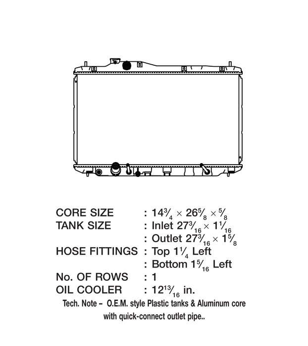 2014 Acura ILX 1.5L L4 Radiator