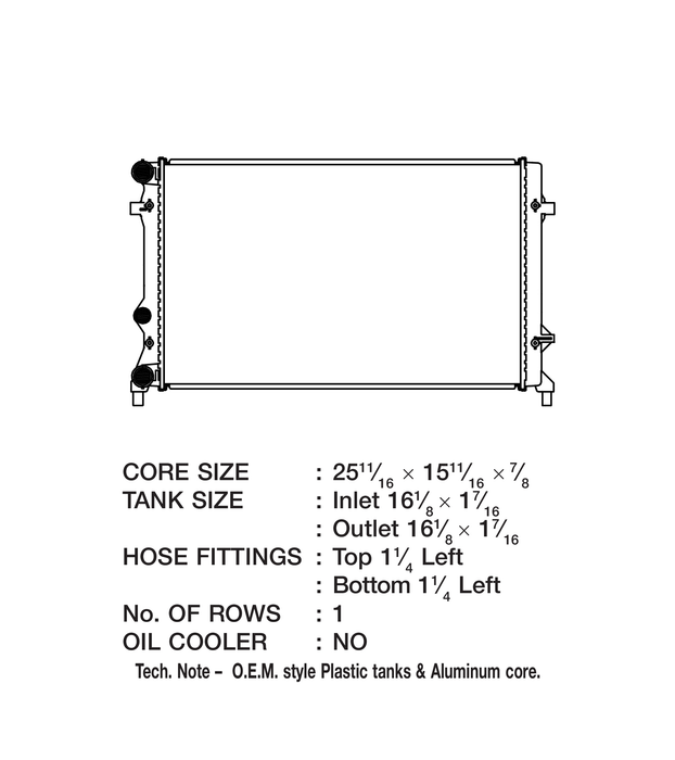 2014 Volkswagen Passat 2.5L L5 Radiator